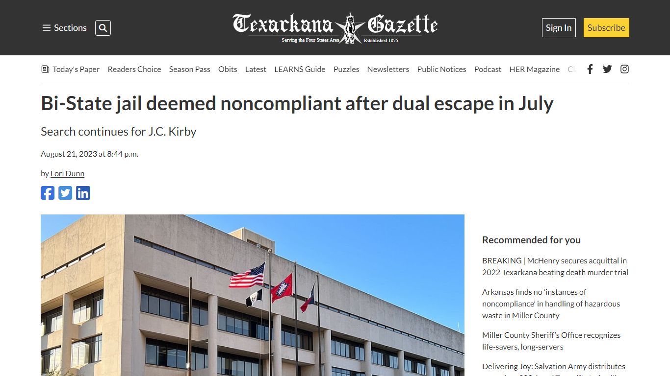 Bi-State jail deemed noncompliant after dual escape in July